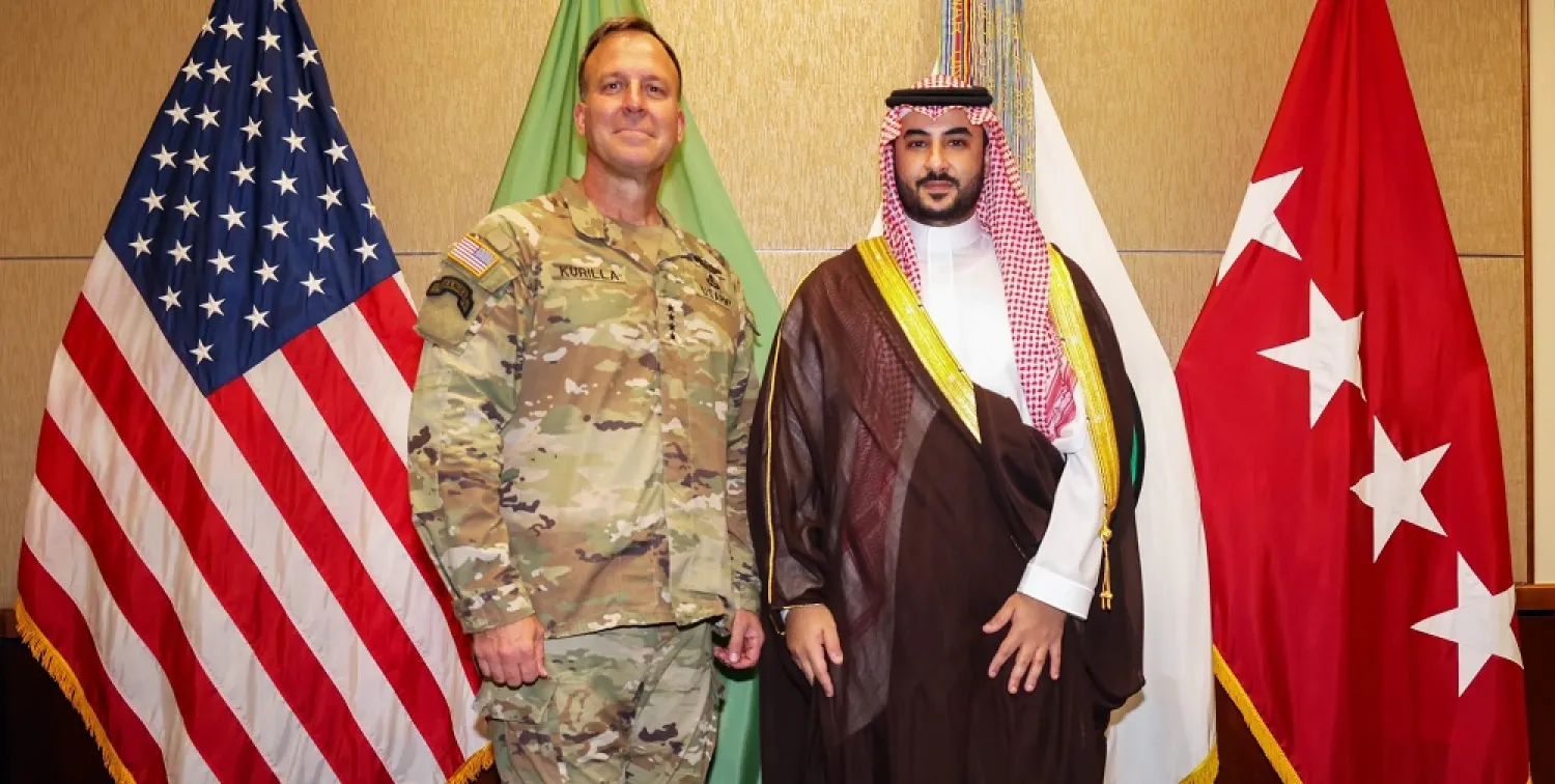 Prince Khalid and Kurilla meet at the CENTCOM headquarters. (Prince Khalid via Twitter)