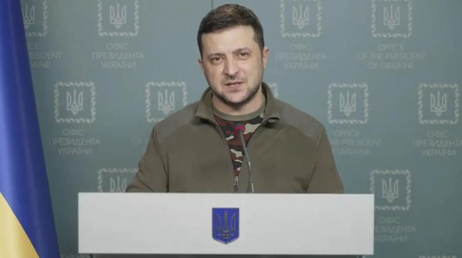 FILE - In this image from video provided by the Ukrainian Presidential Press Office, Ukrainian President Volodymyr Zelensky speaks in Kyiv, Ukraine, March 6, 2022. (Ukrainian Presidential Press Office via AP, File)
