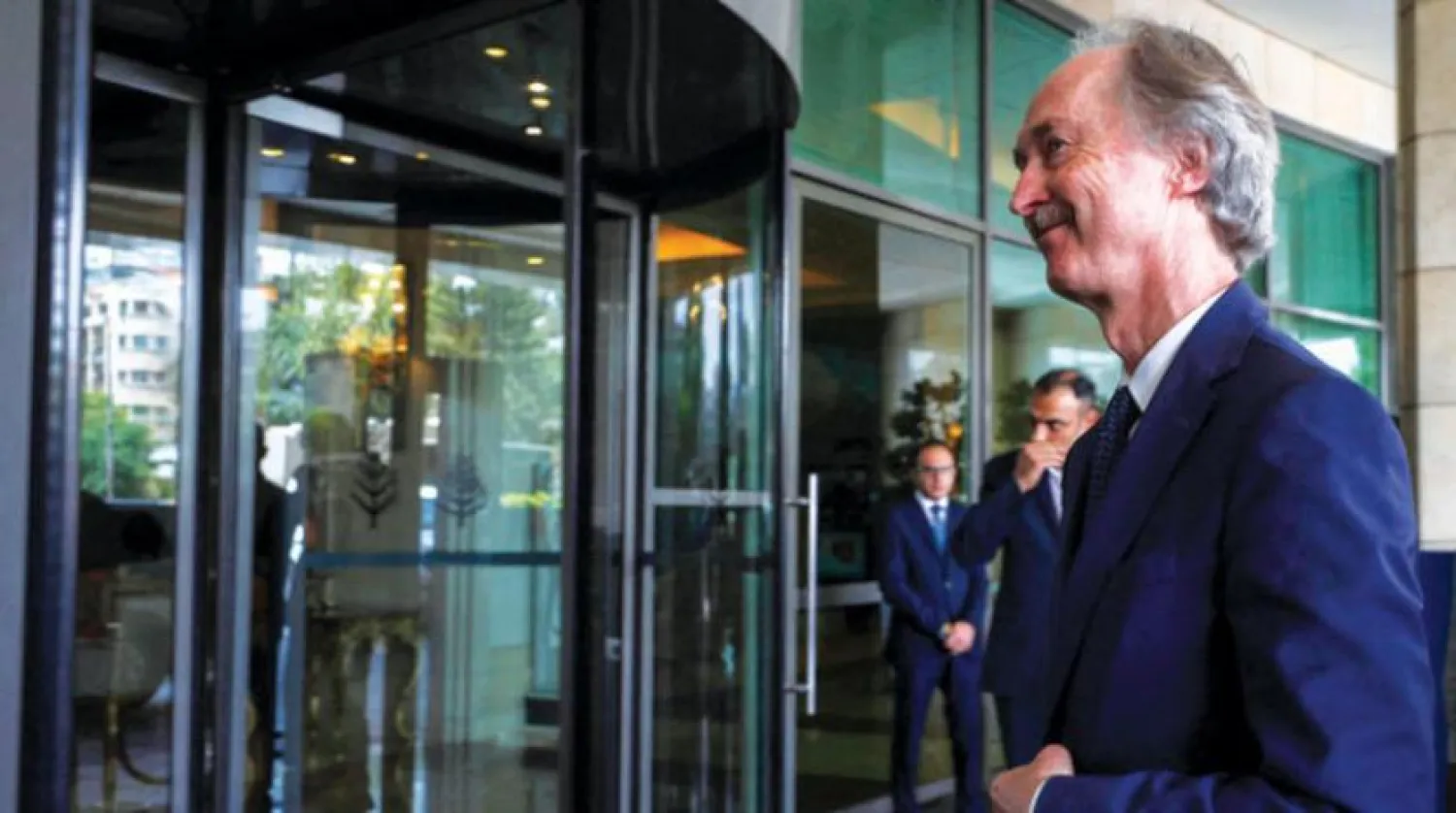 UN Special Envoy for Syria Geir Pedersen speaks to reporters in the Syrian capital, Damascus, May 22, 2022 

