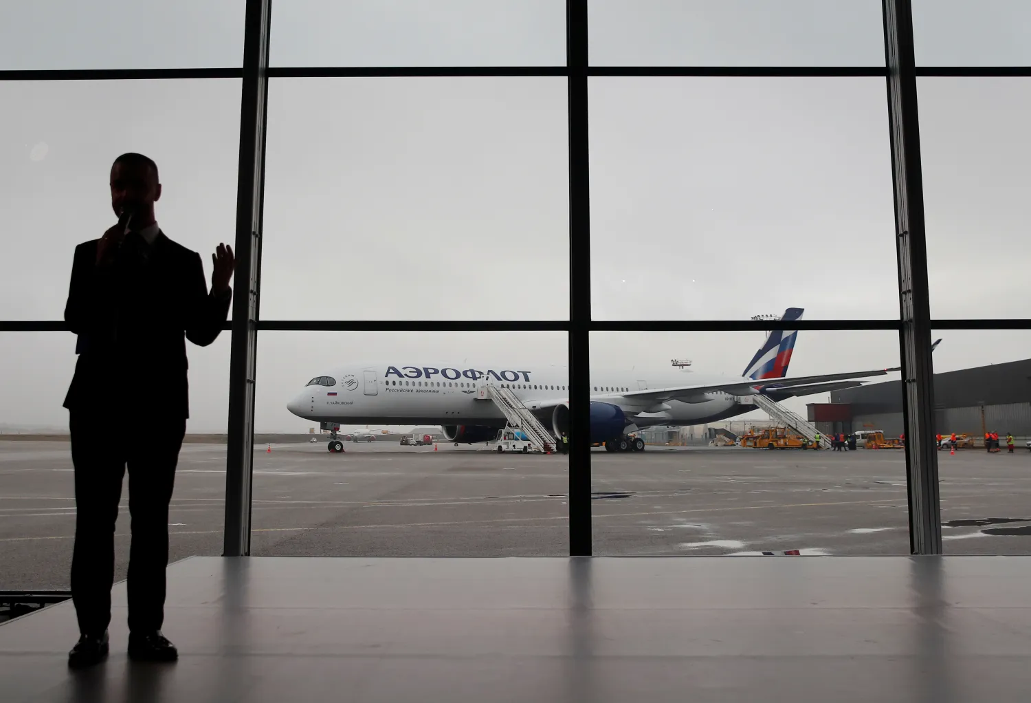 A view shows the first Airbus A350-900 aircraft of Russia's flagship airline Aeroflot during a media presentation at Sheremetyevo International Airport outside Moscow, Russia March 4, 2020. REUTERS/Maxim Shemetov

