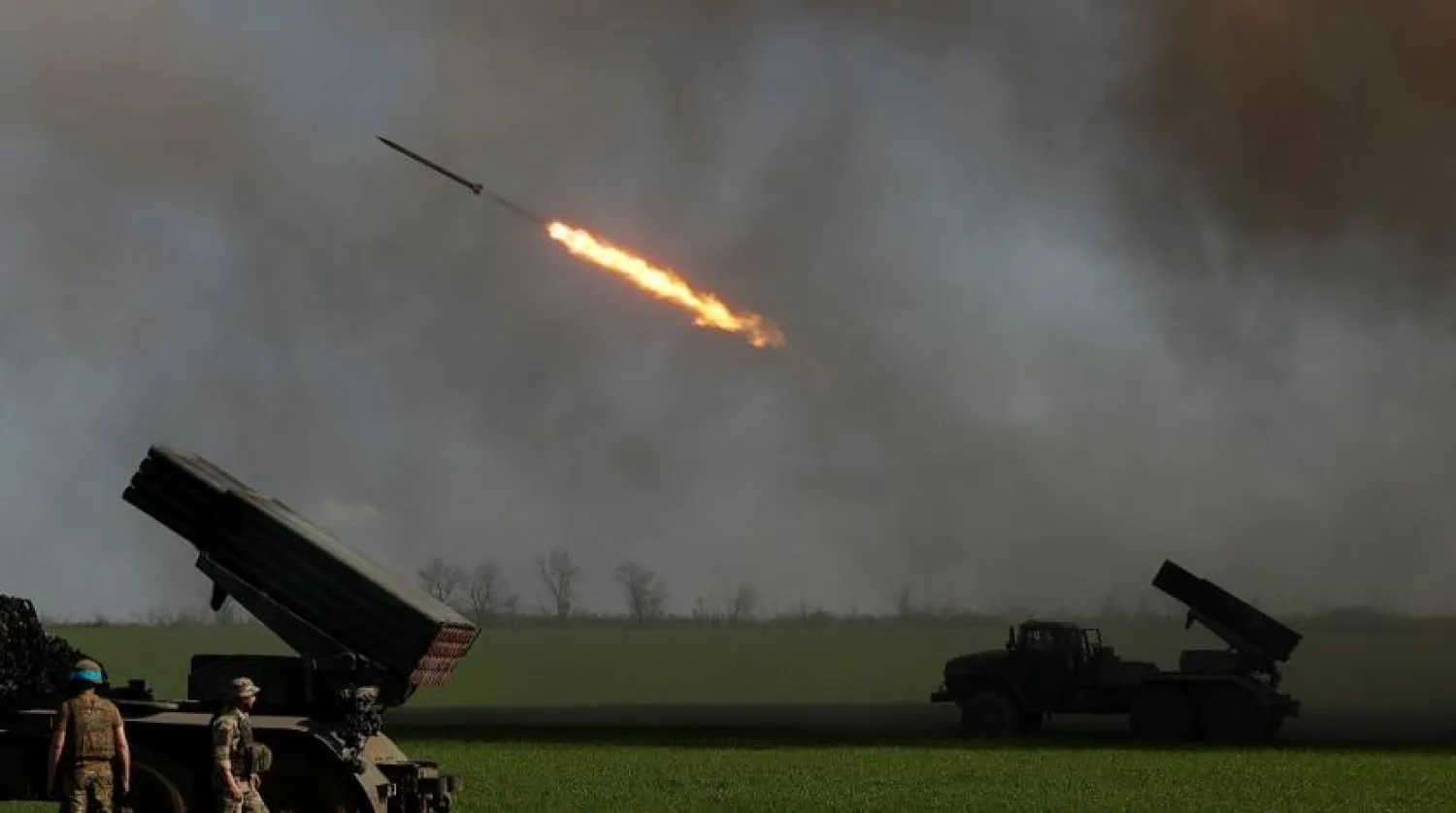 Ukrainian servicemen fire with a BM-21 Grad multiple rocket launch system, as Russia's attack on Ukraine continues, in Luhansk Region, Ukraine April 26, 2022. (Reuters)
