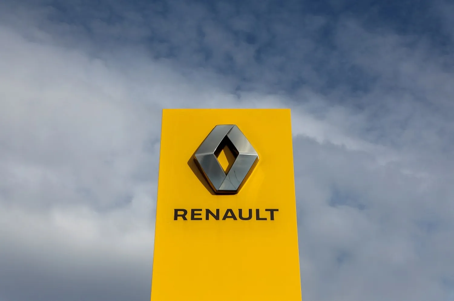 A board with the logo of Renault is on display near a car showroom in Saint Petersburg, Russia March 24, 2022. (Reuters)