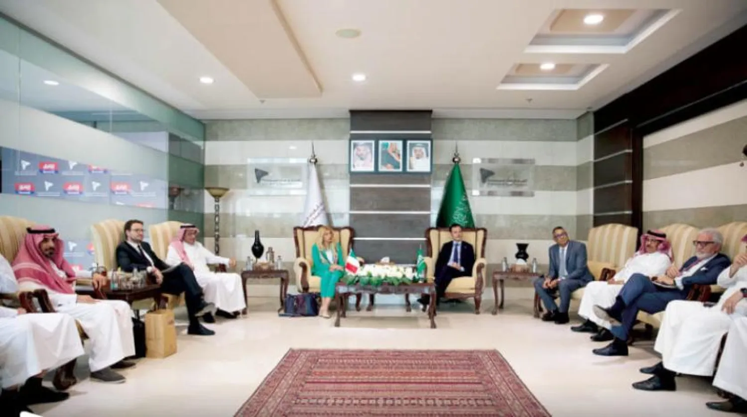 An Italian delegation headed by MP Elena Morelli meeting with the Federation of Saudi Chambers in Riyadh (Asharq Al-Awsat)