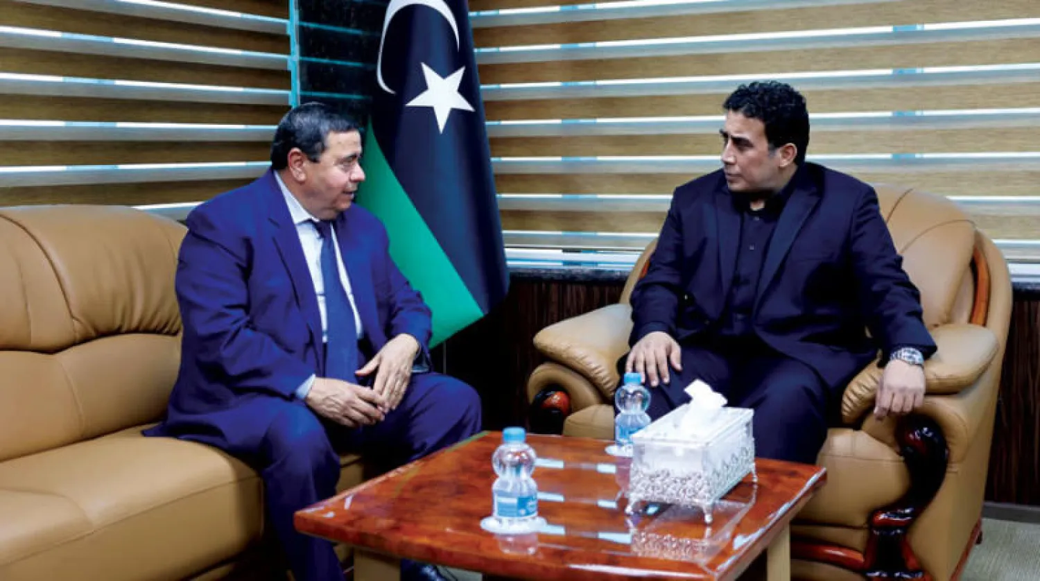 صورة وزّعها المجلس الرئاسي لاجتماع رئيسه محمد المنفي أمس بطرابلس مع رئيس المحكمة العليا