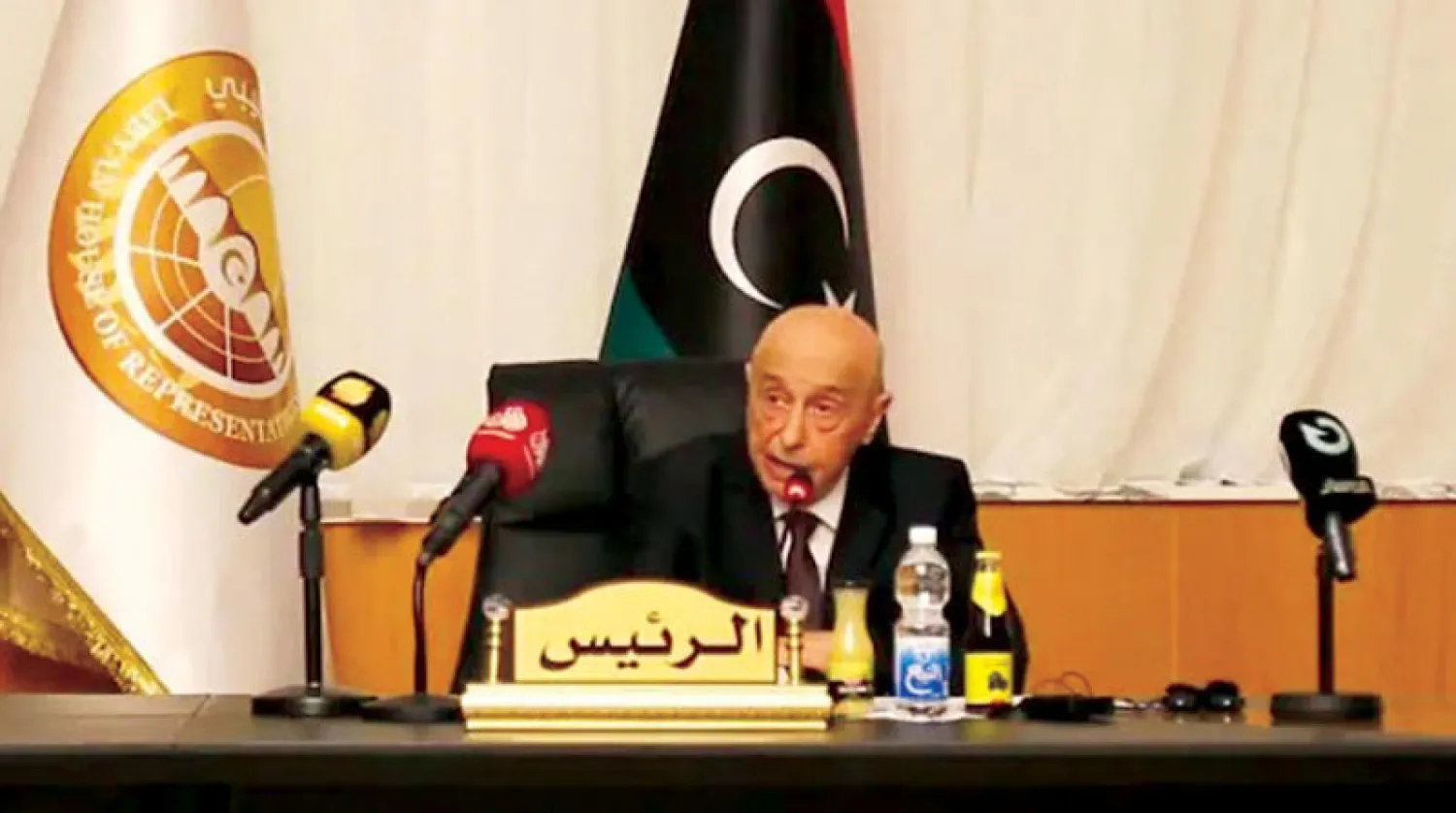 عقيلة صالح رئيس مجلس النواب الليبي في جلسة سابقة (المجلس)