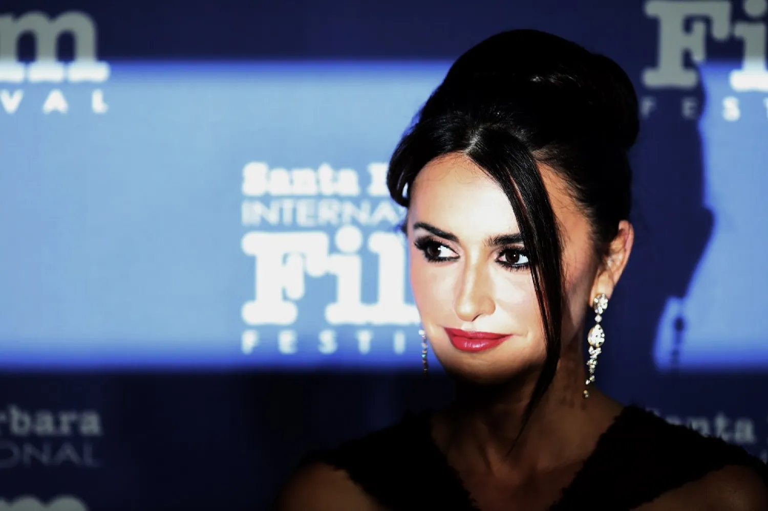 Spanish actress Penelope Cruz poses on the red carpet prior to receiving the Montecito Award at the Santa Barbara Film Festival at the Arlington Theater in Santa Barbara, California, US, 08 March 2022. (EPA)