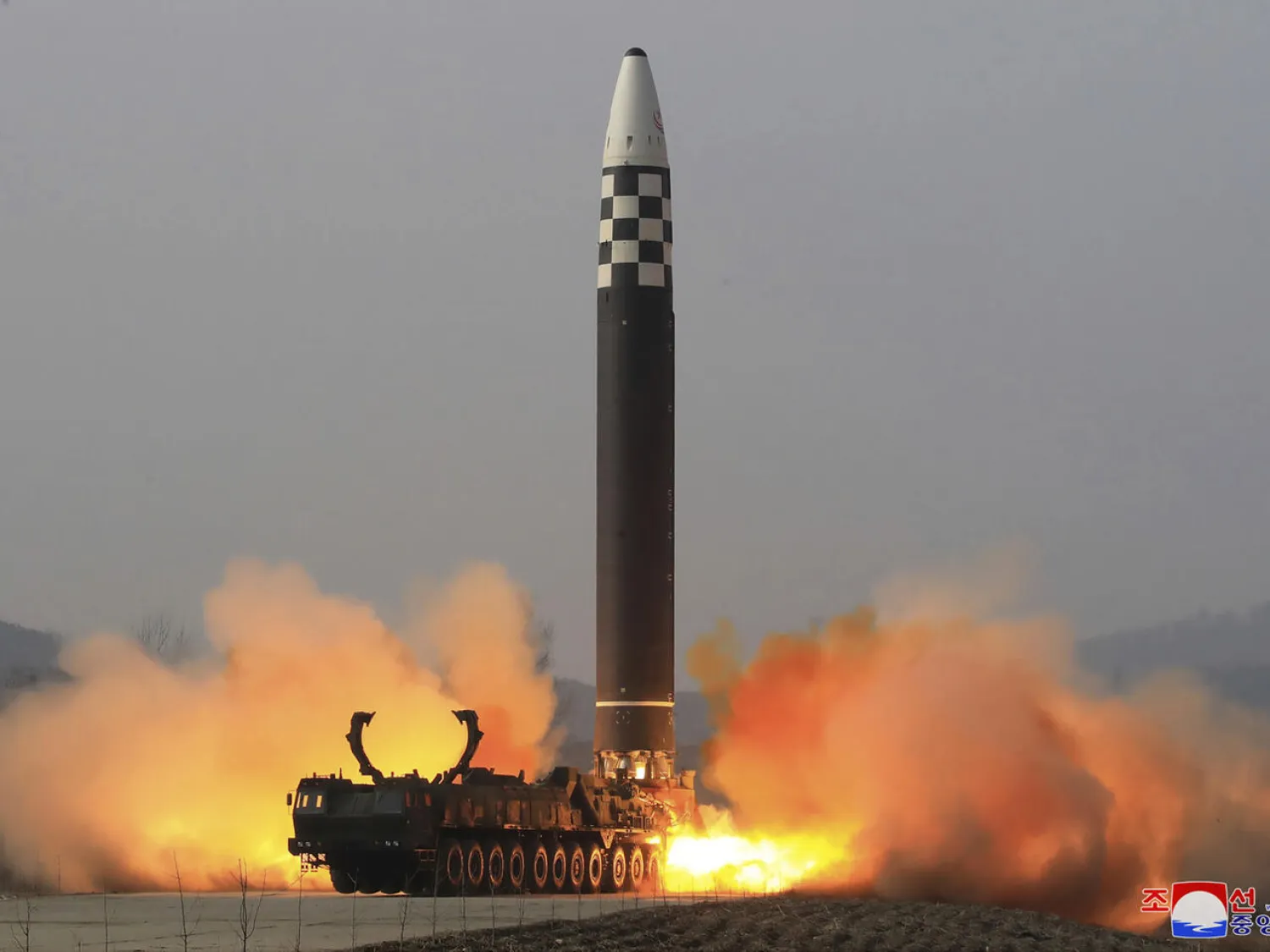This photo distributed by the North Korean government shows what it says is a test-fire of a Hwasong-17 intercontinental ballistic missile (ICBM), at an undisclosed location in North Korea on March 24, 2022. AP
