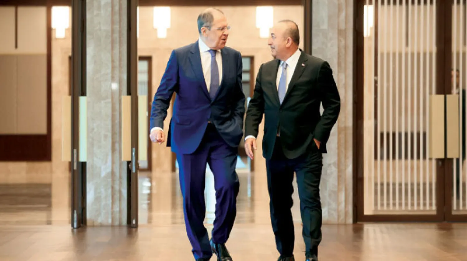 وزيرا الخارجية التركي والروسي في أنقرة أمس (إ.ب.أ)