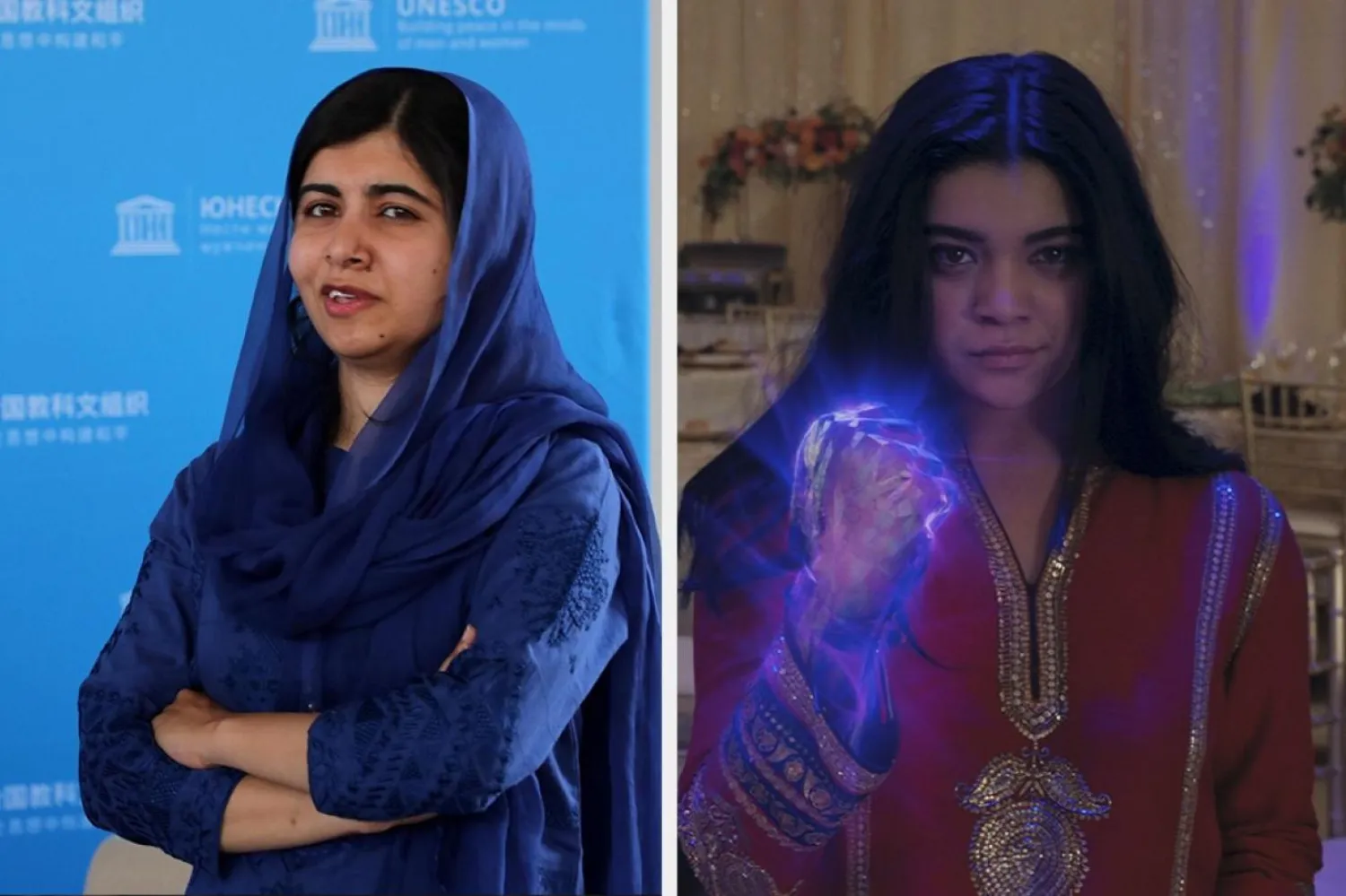 Malala Yusufzay ve Ms. Marvel'ı canlandıran Iman Vellani'nin ikisi de Pakistan asıllı (Reuters-Disney Plus)

