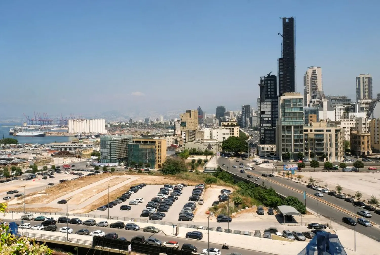 A general view shows buildings and the grain silo damaged during the 2020 Beirut port explosion, in Beirut, Lebanon May 17, 2022. REUTERS/Emilie Madi