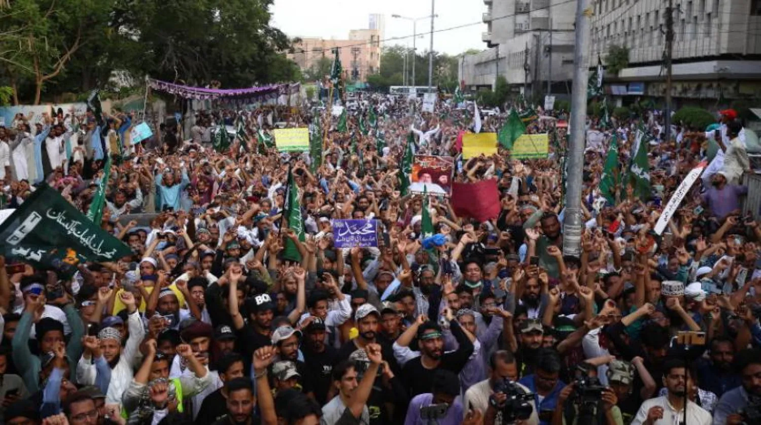 Pakistan'ın Karaçi kentinde bir gösteri  (EPA)
