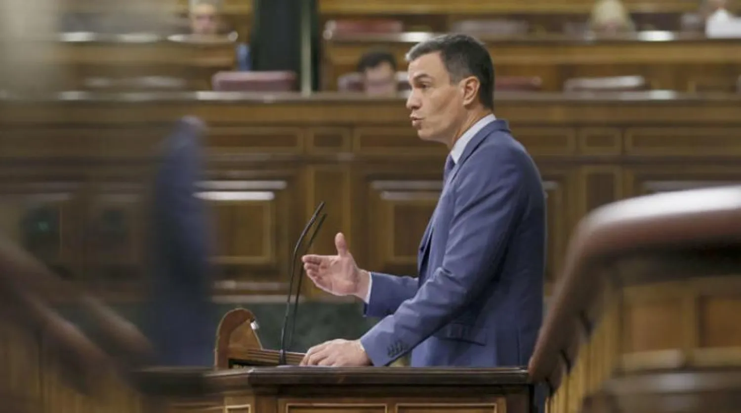 Spanish Prime Minister Pedro Sánchez at the parliament addressing the issue with Algeria (EPA)