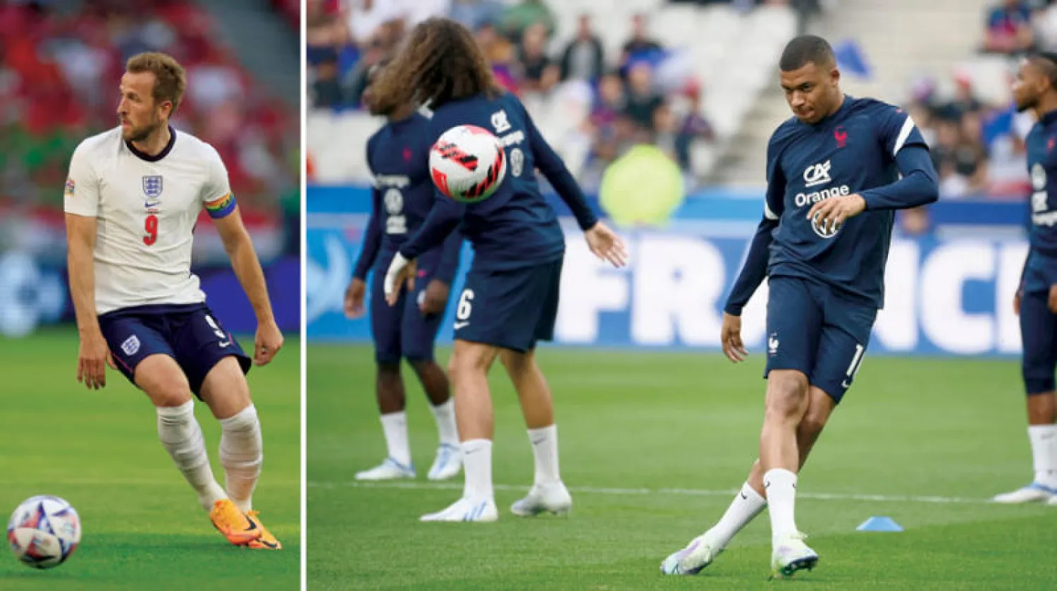 مبابي ورقة فرنسا الرابحة وأملها في حصد انتصار أول بدوري الأمم (أ.ف.ب)  -  منتخب إنجلترا من دون كين ظهر عاجزاً عن التهديف (رويترز)