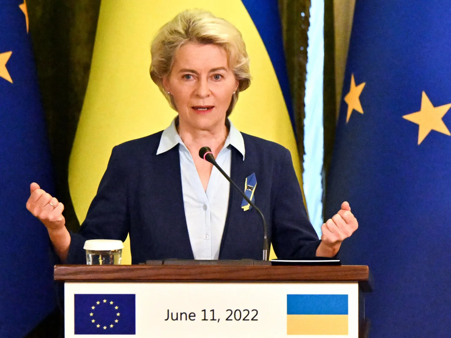 This was EU chief Ursula von der Leyen's second visit to Kyiv since the start of the war Sergei SUPINSKY AFP
