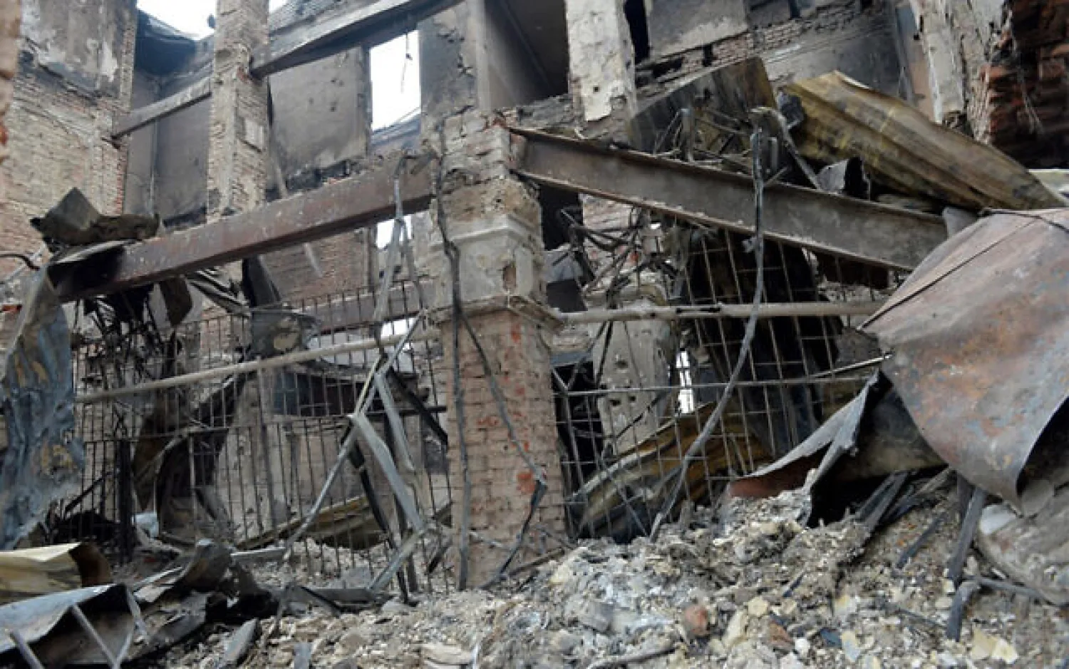 A destroyed school near the center of Ukrainian city of Kharkiv, February 28, 2022. (Sergey Bobok/AFP)
