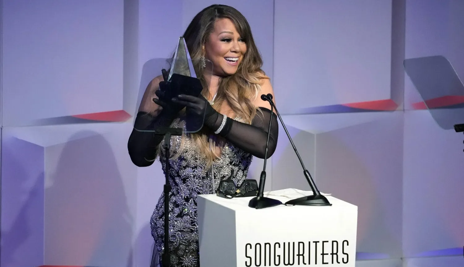 Honoree Mariah Carey speaks at the 51st annual Songwriters Hall of Fame induction and awards gala early Friday, June 17, 2022, in New York. (AP)