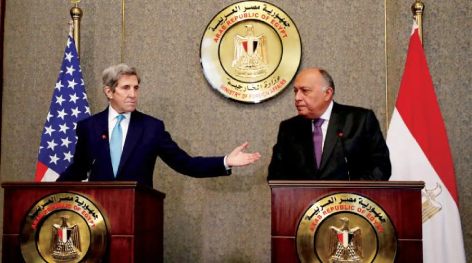 Shoukry and Kerry during a previous visit by the envoy to Cairo. (AFP)