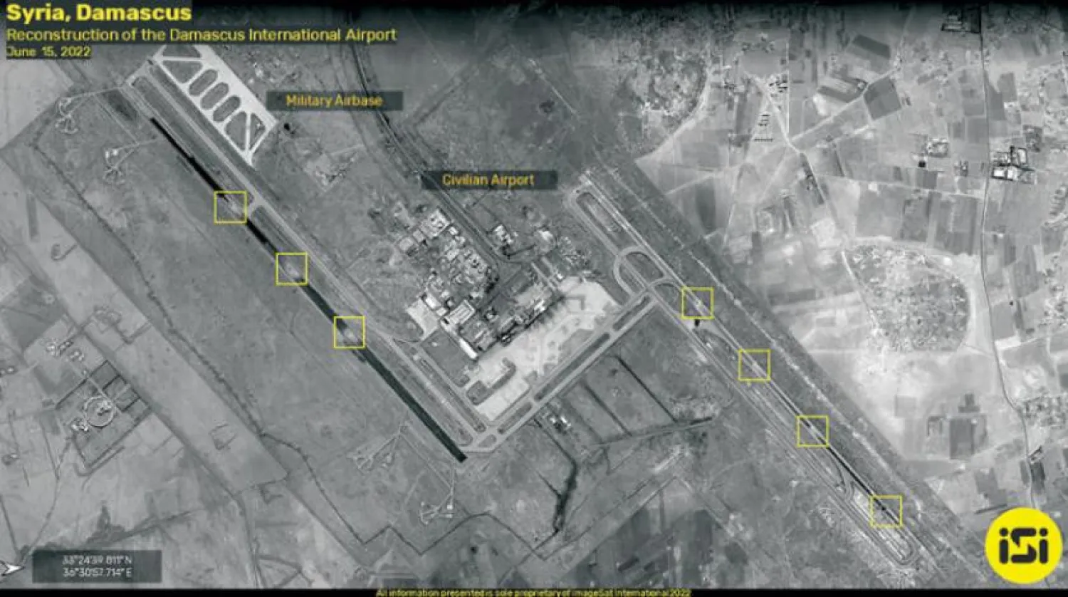 An aerial photo of Damascus airport showing repairs to the damage caused by an Israeli raid. (AFP)