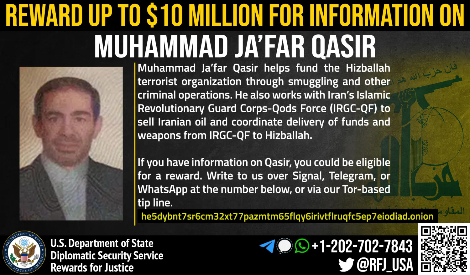 US State Department Rewards for Justice Program Post via its Official Twitter Account
