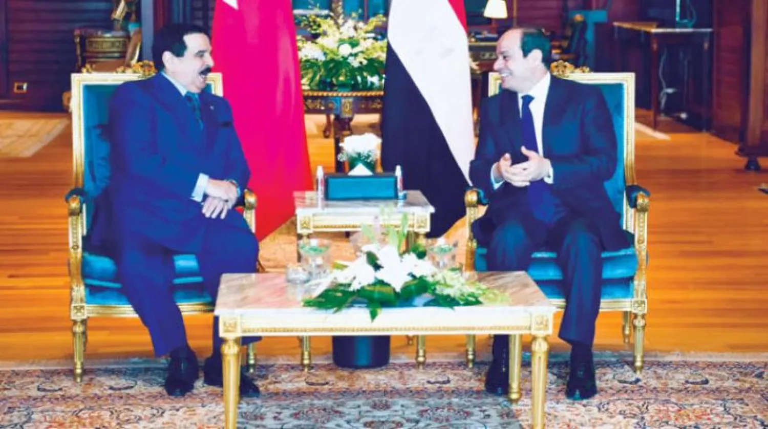 Egypt’s President Abdel Fattah al-Sisi during his meets with Bahrain’s King Hamad bin Isa Al Khalifa in Sharm El-Sheikh on Saturday, June 18, 2022. (Egyptian Presidency) 
