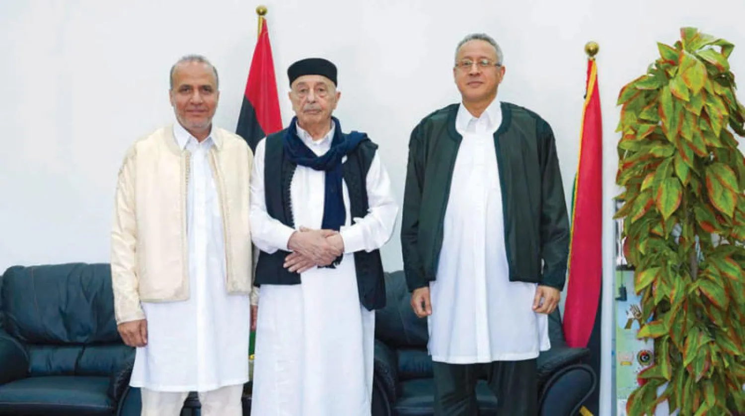 صورة وزّعها المجلس الرئاسي لاجتماع نائبه عبد الله اللافي مع عقيلة صالح، رئيس مجلس النواب