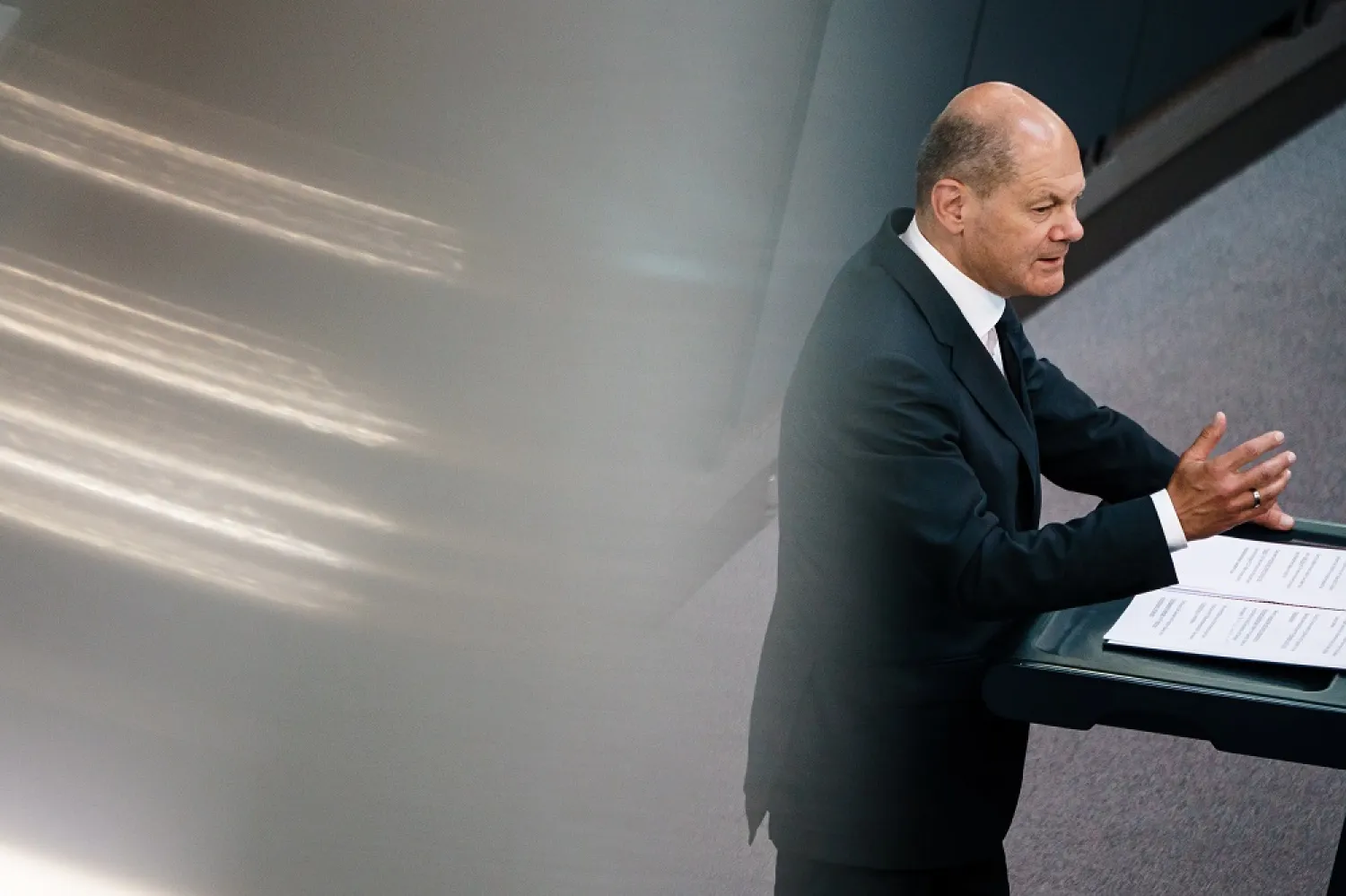 German Chancellor Olaf Scholz delivers a statement at the German parliament Bundestag in Berlin, Germany, 22 June 2022. (EPA)