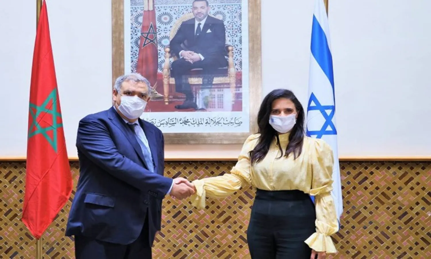 Morocco’s Interior Minister Abdelouafi Laftit with his Israeli counterpart Ayelet Shaked. (MAP) 