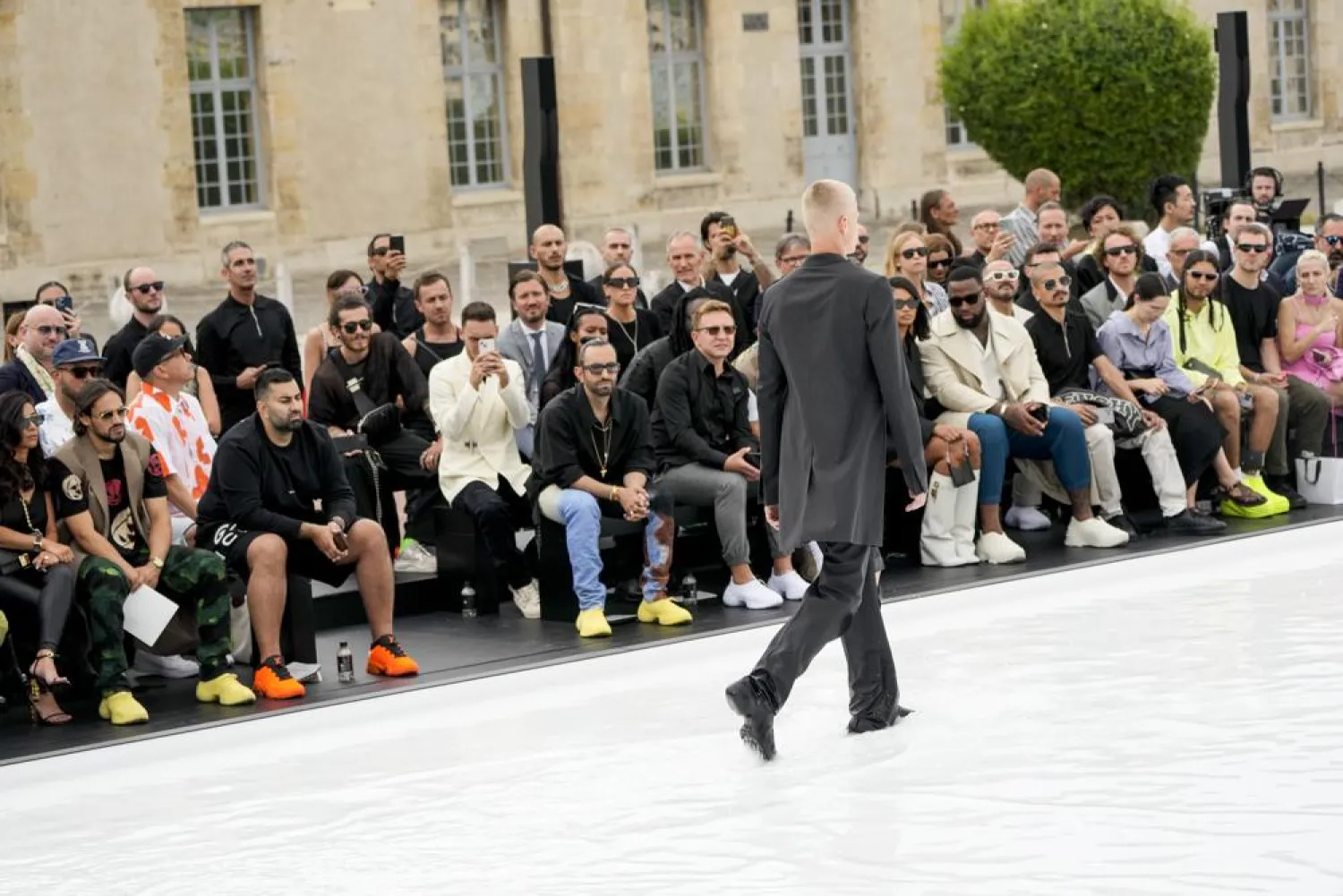 A model wears a creation as part of the Givenchy men's Spring-Summer 2023 collection presented in Paris, France, Wednesday, June 22, 2022. (AP Photo/Francois Mori)
