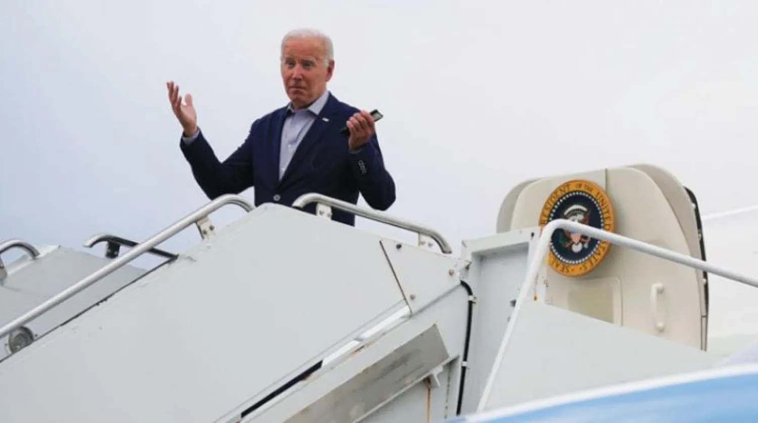 US President Joe Biden before leaving Kirtland Air Force Base in New Mexico (AP)