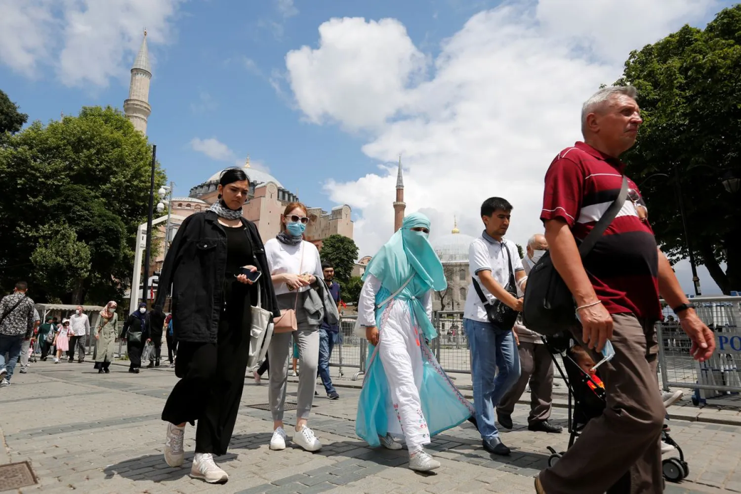 Foreign tourists visit the Old City in Istanbul, Turkey July 8, 2021. REUTERS/Dilara Senkaya