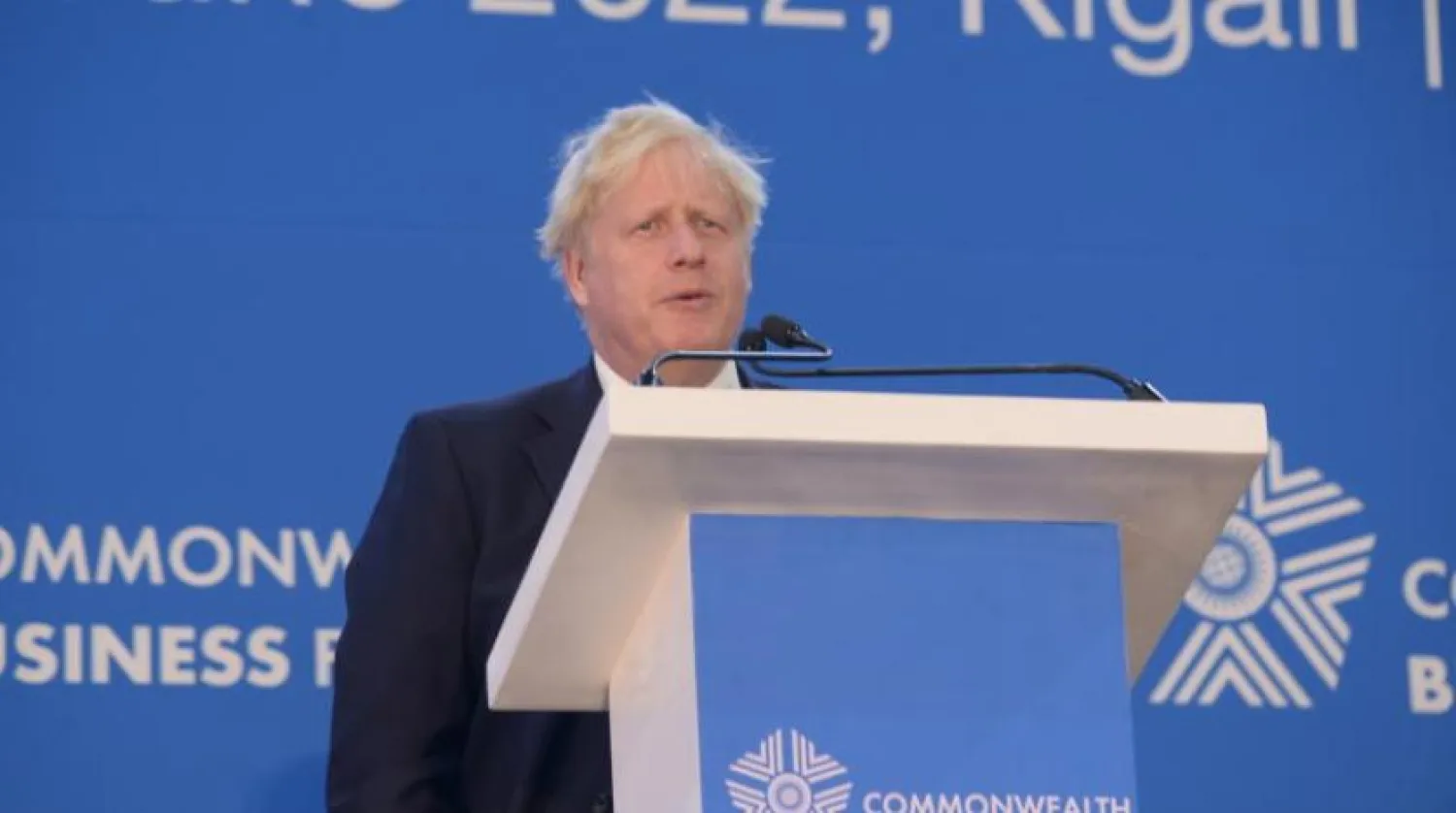 İngiltere Başbakanı Boris Johnson Kigali ziyareti sırasında (EPA)