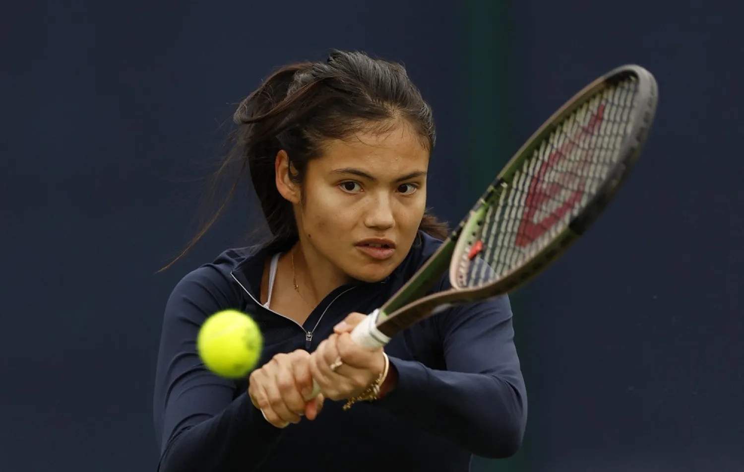 Tennis - Nottingham Open - Nottingham Tennis Centre, Nottingham, Britain - June 6, 2022 Britain's Emma Raducanu during a practice session. (Reuters)