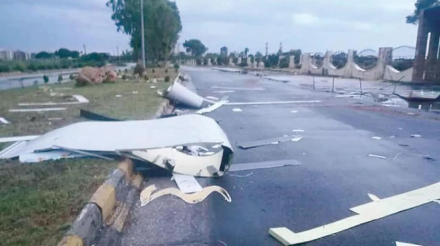 Damage caused by the storm seen in Latakia on Saturday. (Syrian media)