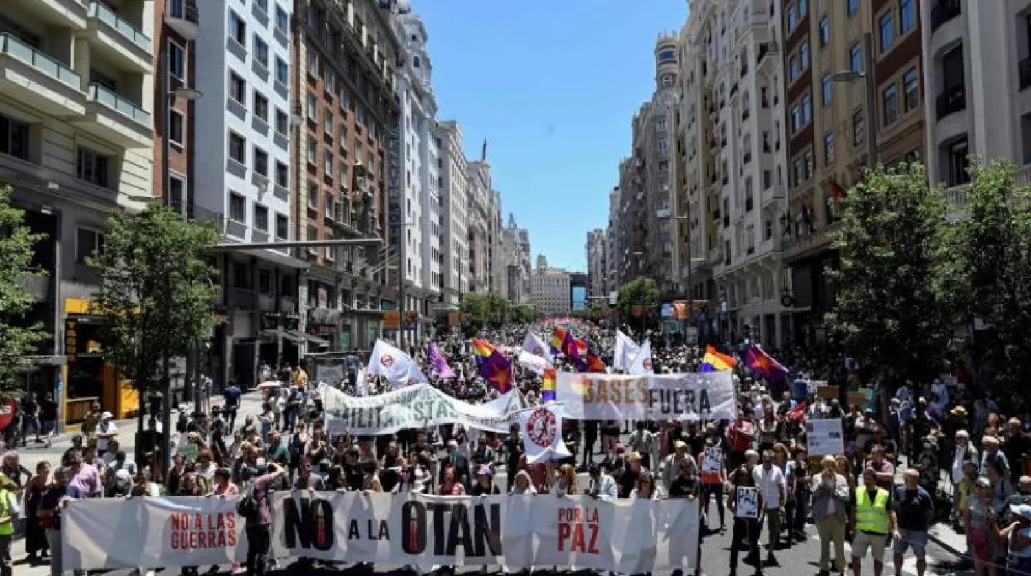 Madrid'deki gösterilerden bir kare  (AFP)
