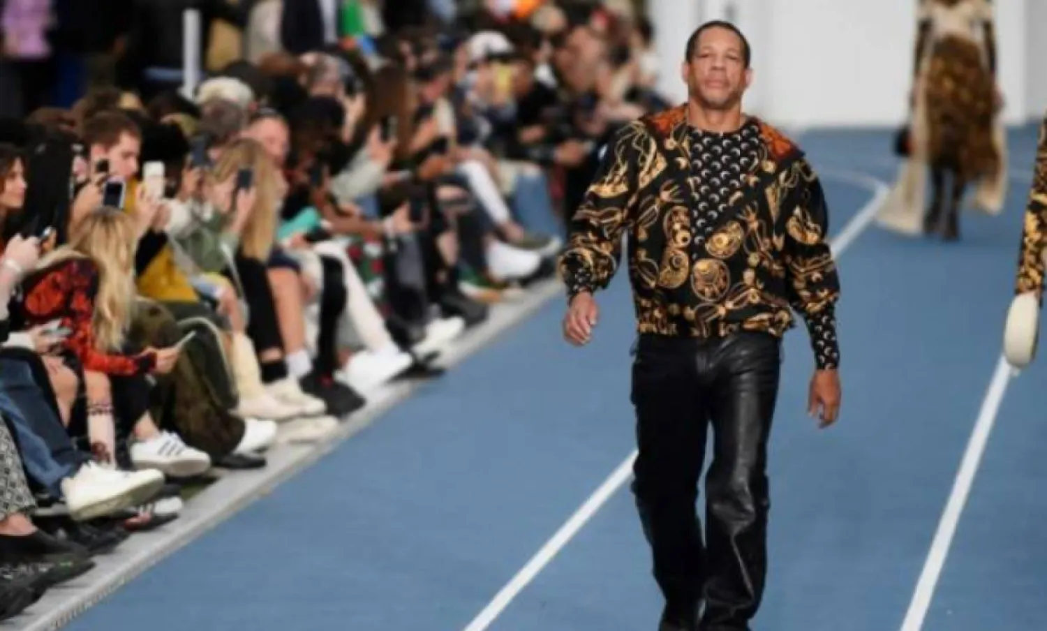 French actor and musician JoeyStarr was one of the models for Marine Serre's new collection JULIEN DE ROSA AFP
