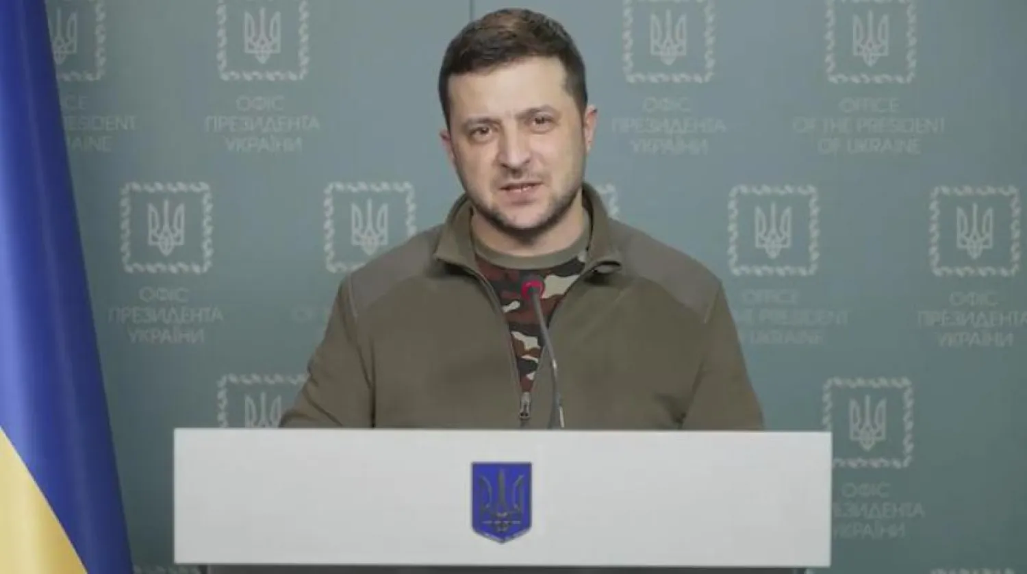 FILE - In this image from video provided by the Ukrainian Presidential Press Office, Ukrainian President Volodymyr Zelenskyy speaks in Kyiv, Ukraine, March 6, 2022. (Ukrainian Presidential Press Office via AP, File)
