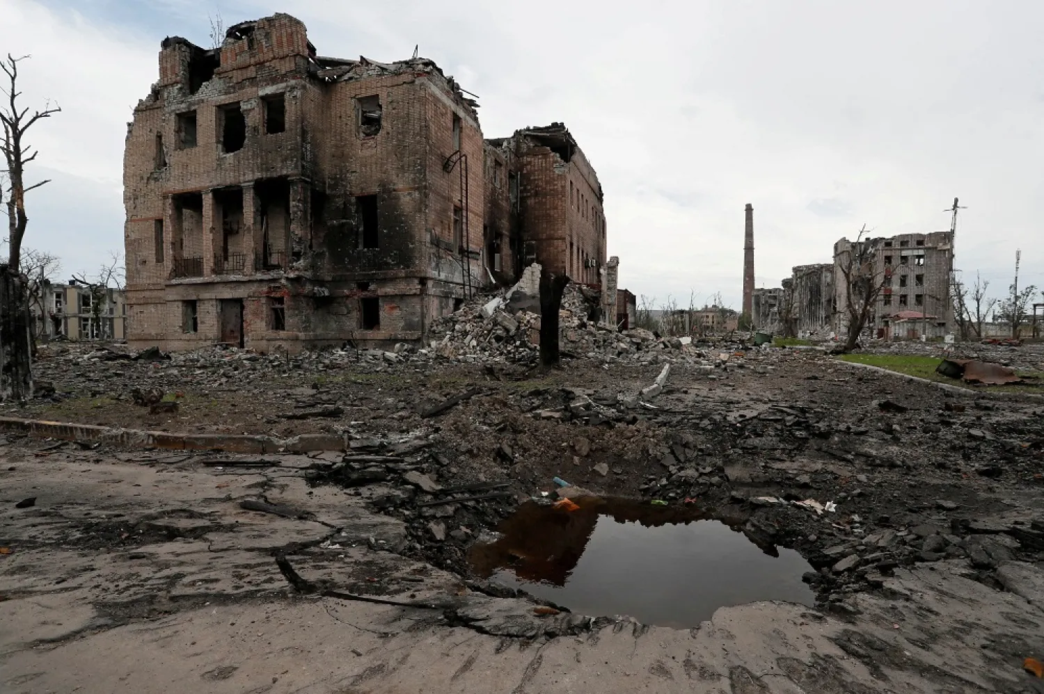 Destroyed facilities are seen at the Azovstal steel plant during the Ukraine-Russia conflict in the southern port city of Mariupol, Ukraine May 22, 2022. (Reuters)
