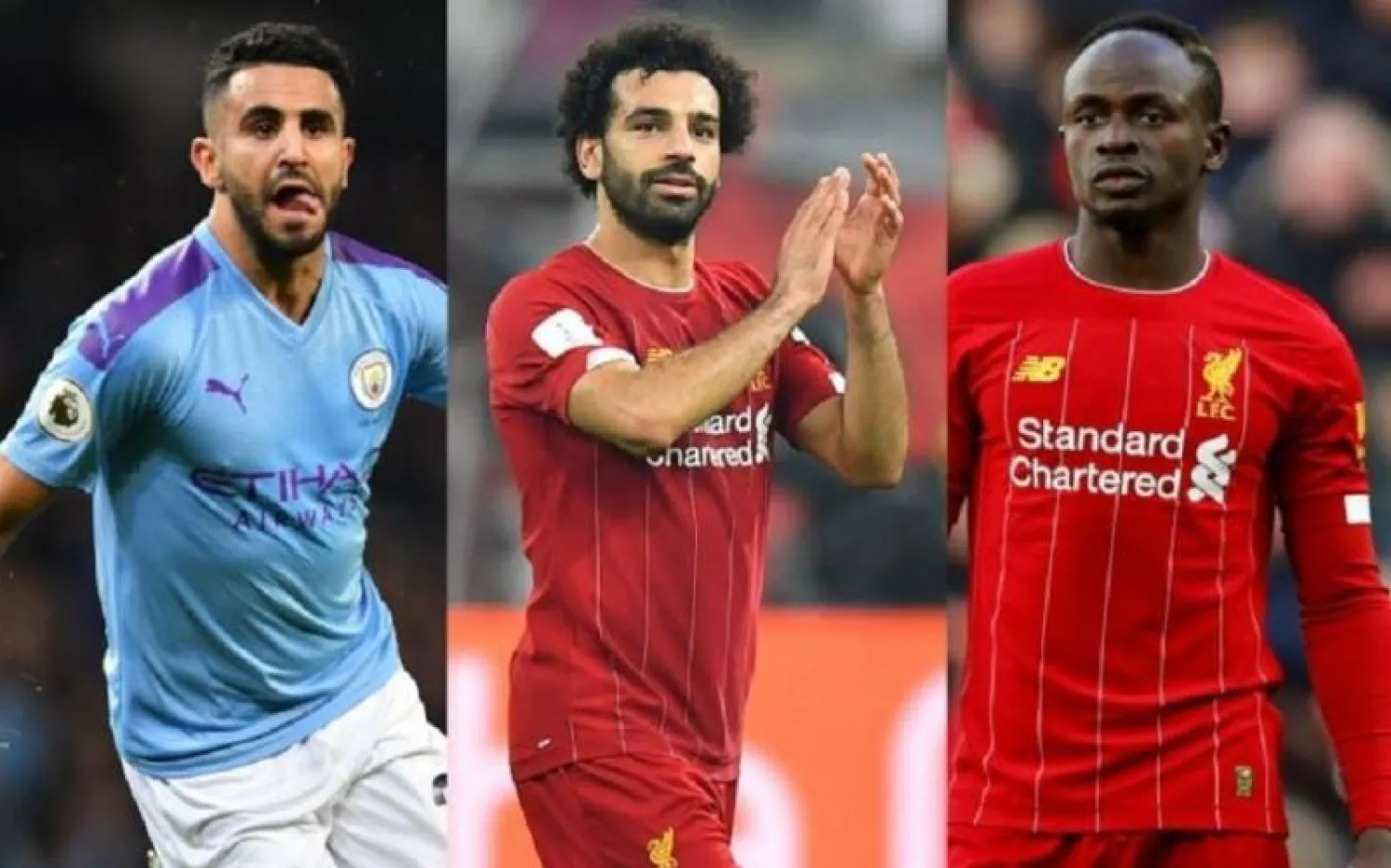 من اليمين: ساديو ماني ومحمد صلاح ورياض محرز (أرشيفية)