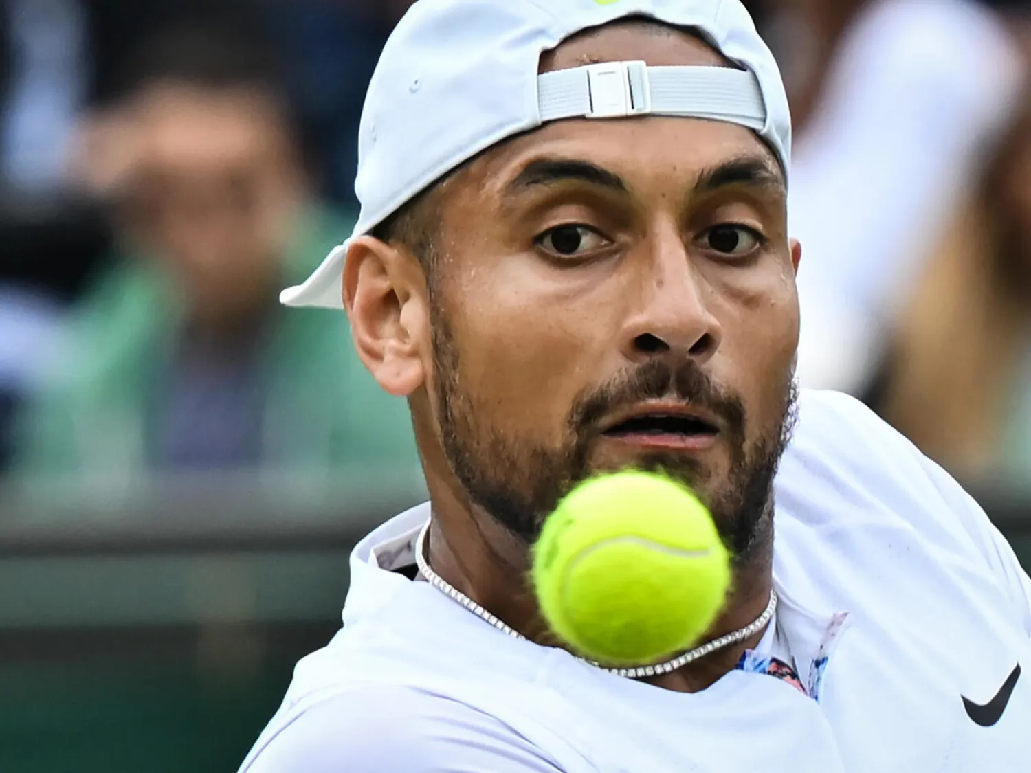 Eye on the prize: Nick Kyrgios returns the ball to Filip Krajinovic Glyn KIRK AFP
