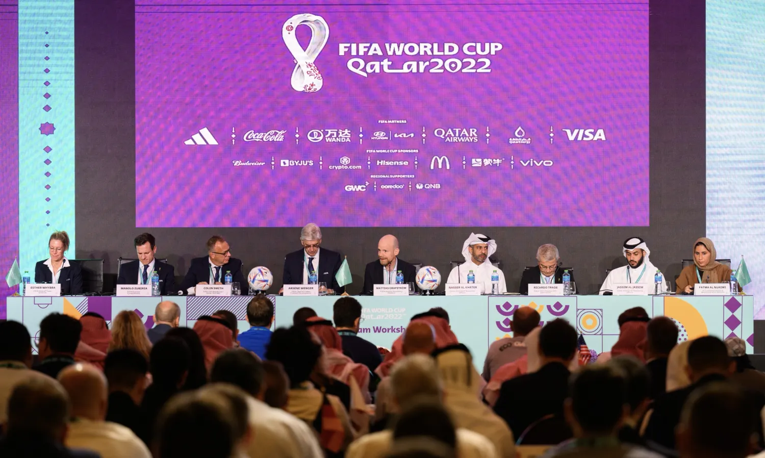 جانب من ورشة العمل التي أقيمت لممثلي المنتخبات المتأهلة (الشرق الأوسط)