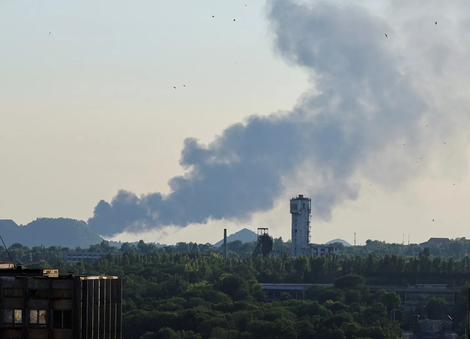 Smoke rises after shelling during Ukraine-Russia conflict in Donetsk, Ukraine July 6, 2022. (Reuters)