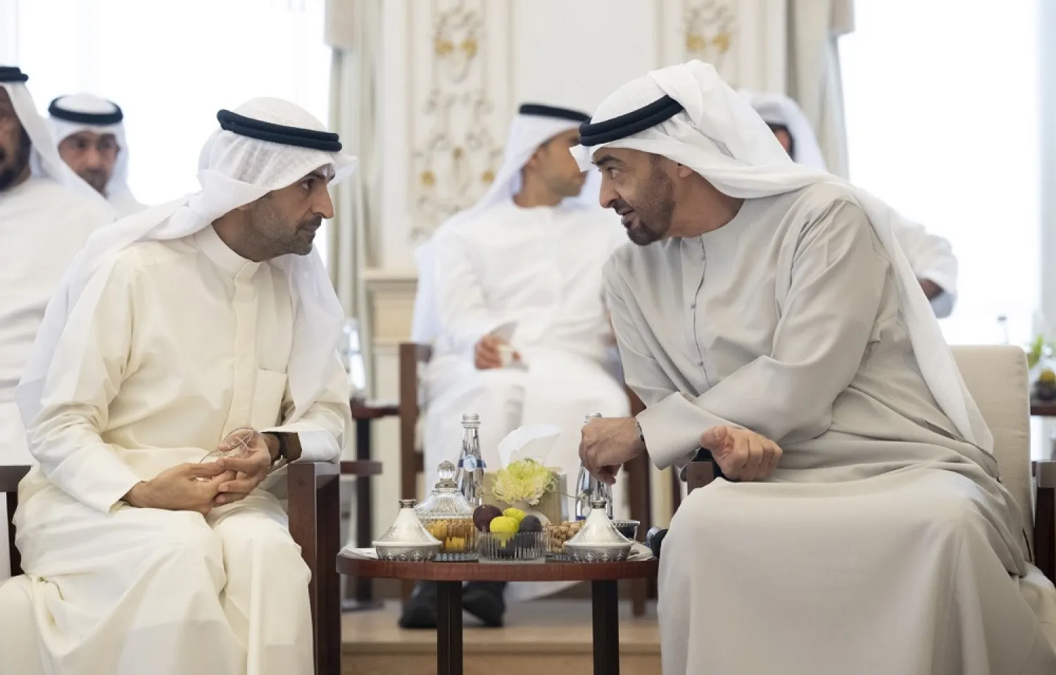 UAE President Sheikh Mohamed bin Zayed Al Nahyan meets with GCC Secretary-General  Dr. Nayef Al-Hajraf in Abu Dhabi. (WAM)