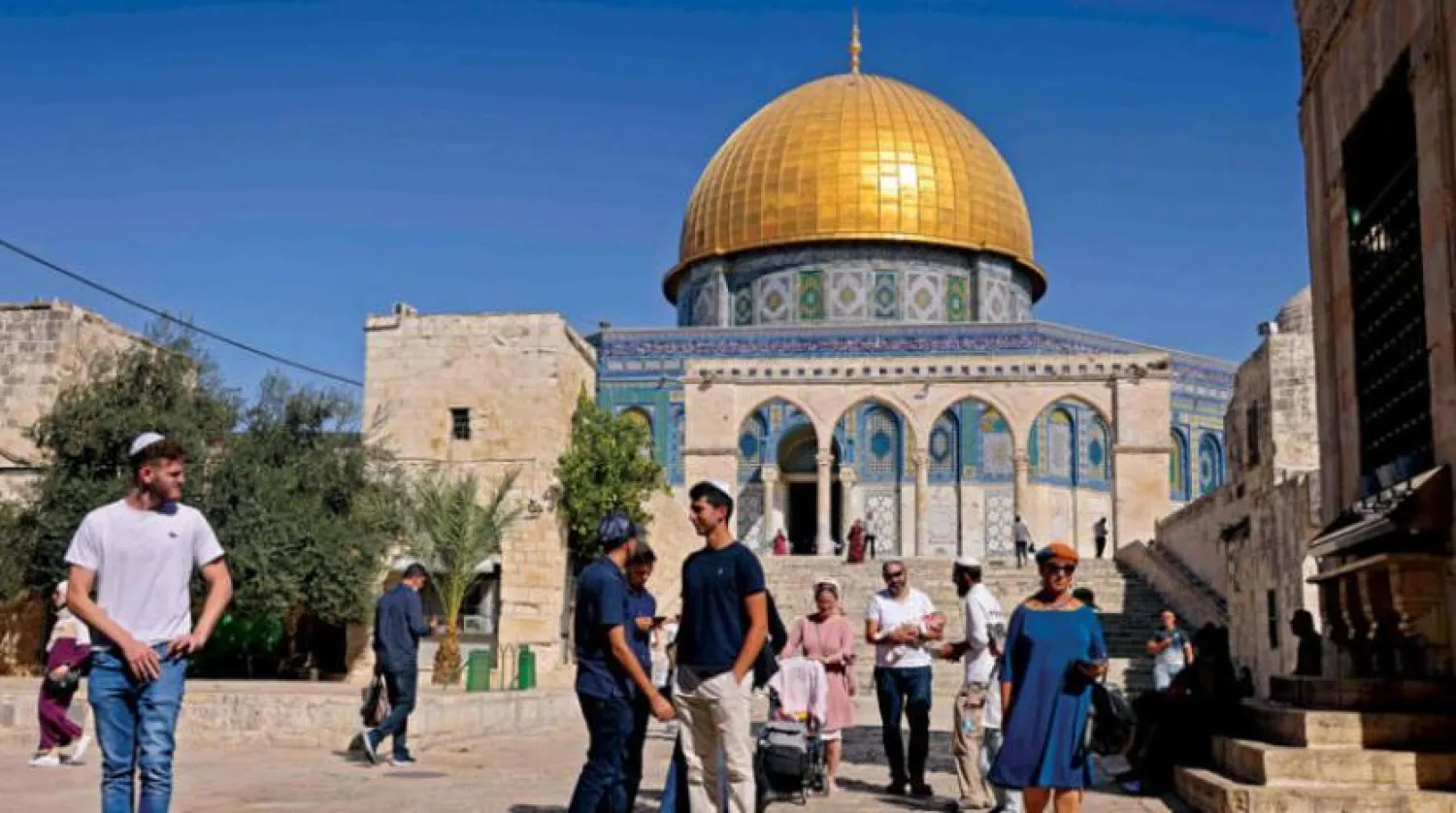 مجموعات يهودية متشددة في باحة حرم المسجد الأقصى (أرشيفية - أ.ف.ب)