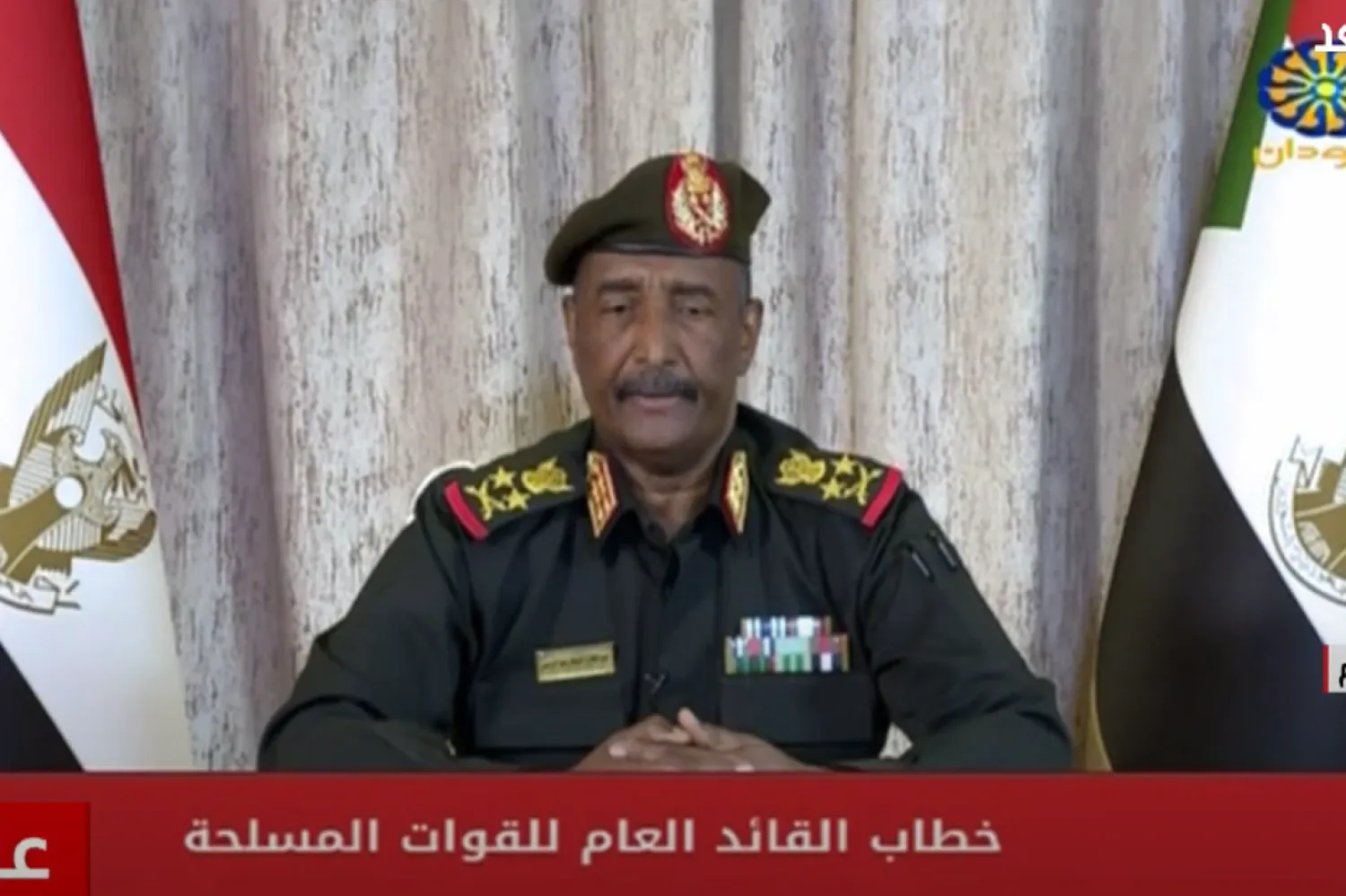 Burhan'ın devlet televizyonu aracılığıyla Sudan halkına yaptığı televizyon konuşması (Sudan TV - The Independent Arabia) 