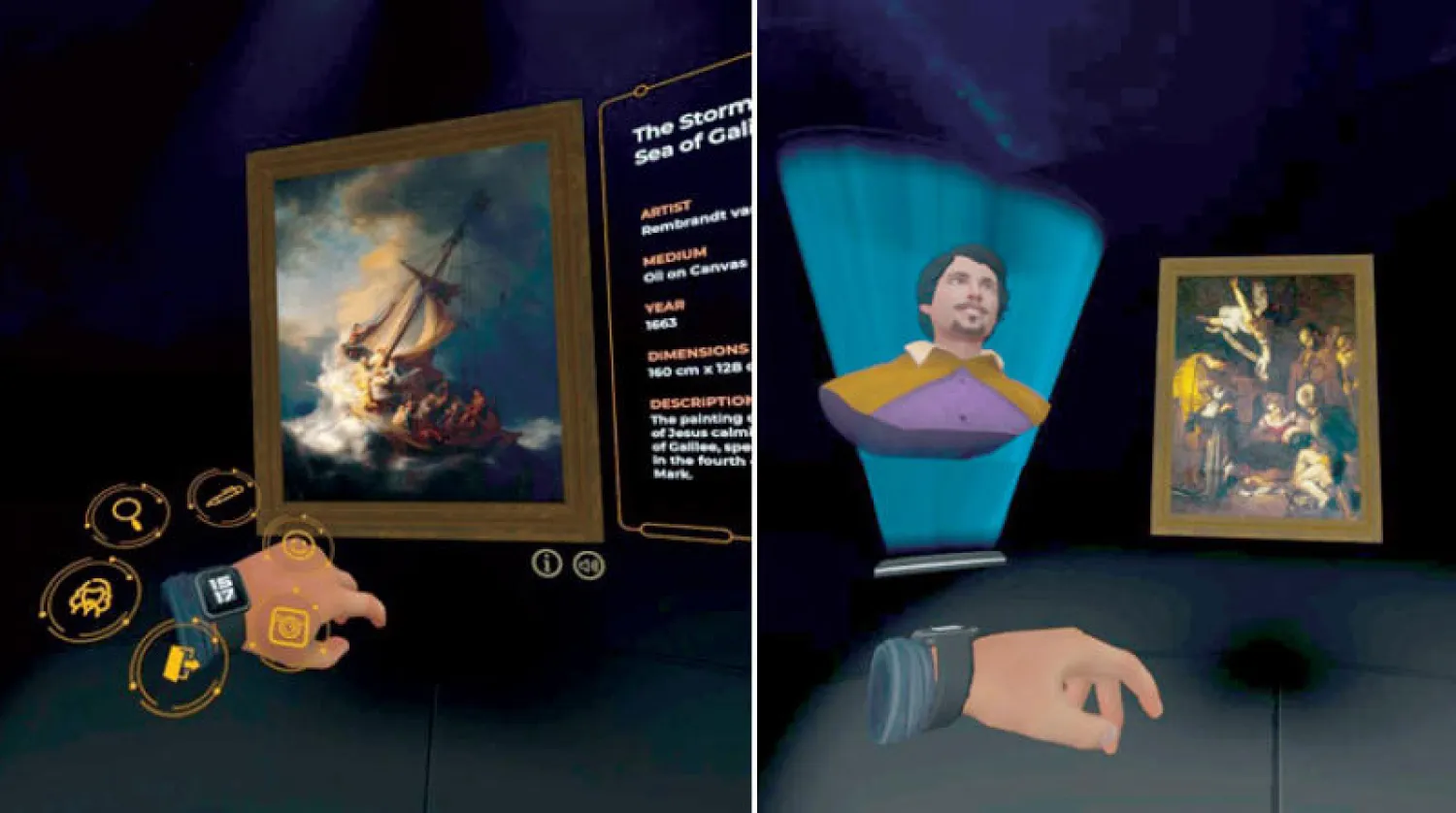 لوحة لكارافاجيو في المعرض الافتراضي (كومباس)  -  لوحة لرمبرانت في المعرض الافتراضي (كومباس)