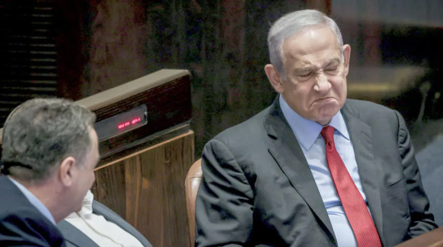 نتنياهو خلال جلسة الكنيست لحل البرلمان في 22 يونيو (د.ب.أ)