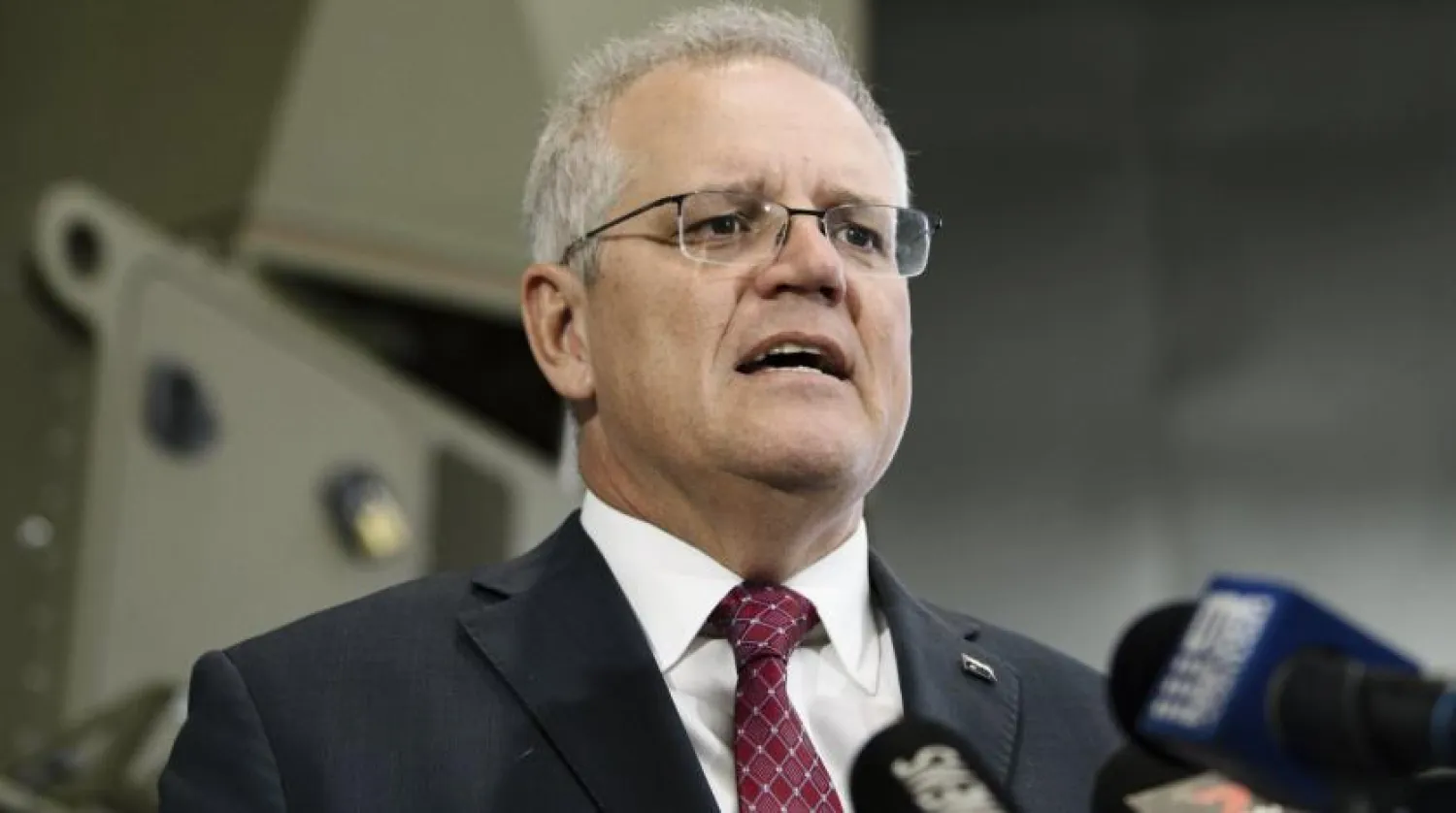 File Photo: Australian Prime Minister Scott Morrison speaks during the opening of Raytheon Australia's Center for Joint Integration in Adelaide, Australia, March 31, 2021. (AP Photo)
