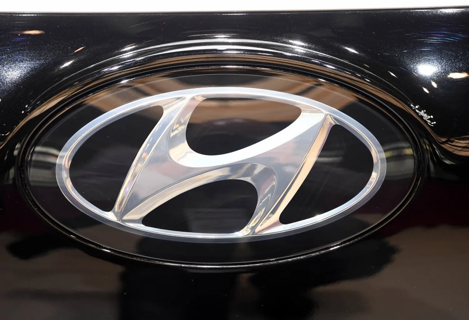 03 October 2018, France, Paris: A general view of the logo of South Korean carmaker Hyundai during the Paris International Motor Show. (dpa)