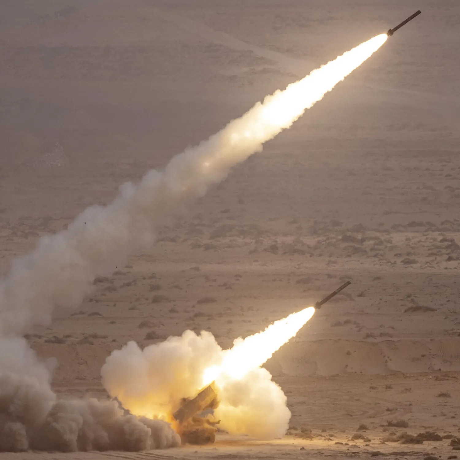 File Photo: Rockets from a US M142 High Mobility Artillery Rocket System (HIMARS) fired during military exercises in Morocco. FADEL SENNA AFP
