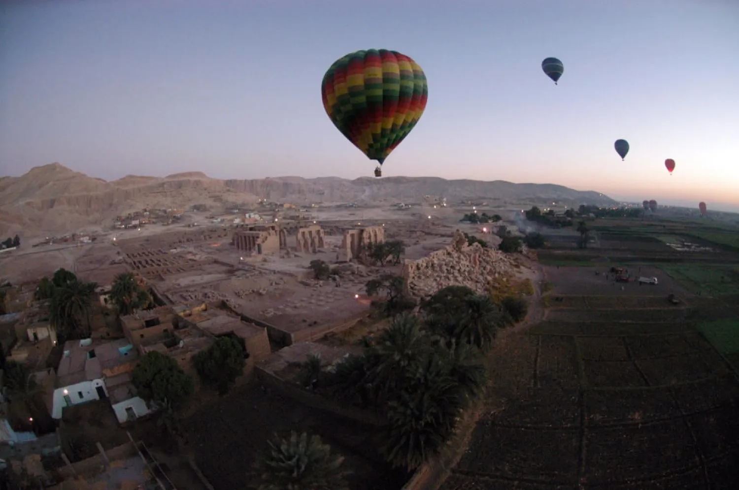 Tourist hot air balloons floating during dawn across Egypt's Valley of the Kings, near Luxor in this November 2007 photo. (AFP)